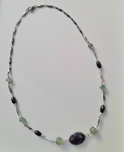 Collana acciao con pietre - collana,