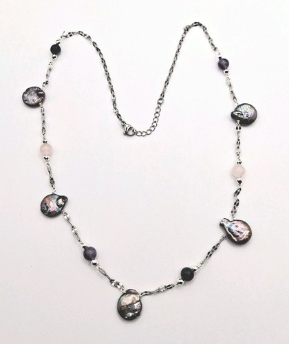 Collana acciaio con - collana, perle