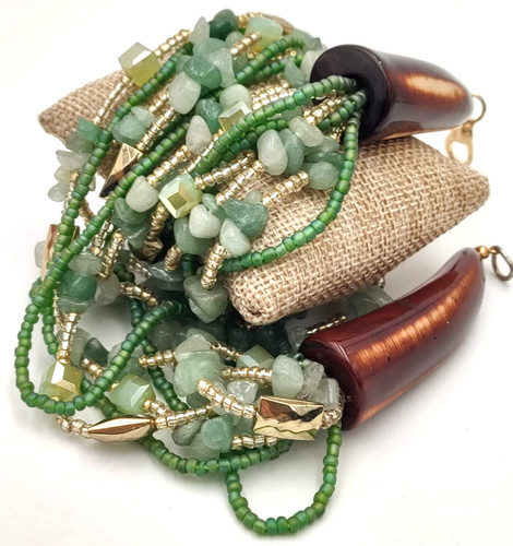 Collana multifilo con pietra - collana,