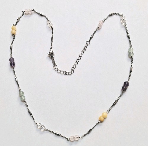 Collana acciao con pietre - collana,